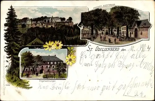 Litho Obernai Oberehnheim Elsass Bas Rhin, St. Odilienberg, Klosterhof, Pilgerwohnungen