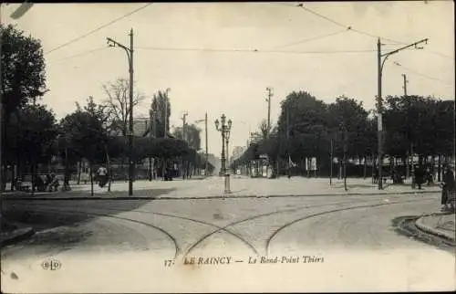 Ak Le Raincy Seine Saint Denis, Le Rond Point Thiers, Straßenpartie