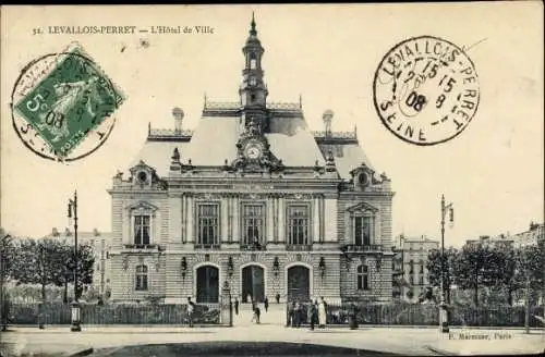 Ak Levallois Perret Hauts de Seine, L'Hôtel de Ville, Rathaus