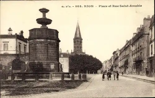 Ak Riom Puy de Dôme, Place et Rue Saint Amable