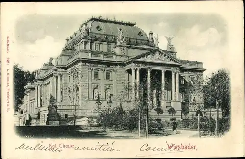 Relief Ak Wiesbaden in Hessen, Königliches Theater