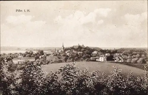 Ak Plön am See Schleswig Holstein, Totalansicht vom Ort