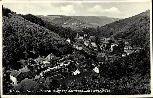 Ak Schalksmühle im Sauerland, Blick auf den Asenbach u. Dahlerbrück, Eisenbahnstrecke