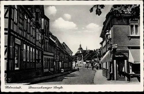 Ak Helmstedt in Niedersachsen, Braunschweiger Straße, Geschäfte