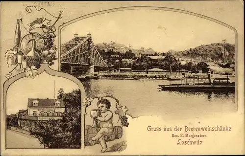 Passepartout Ak Dresden Loschwitz, Beerenweinschänke, Bes. E. Morgenstern