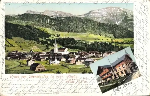 Ak Oberstaufen im Oberallgäu, Panorama, Café Hener, Purger 1288