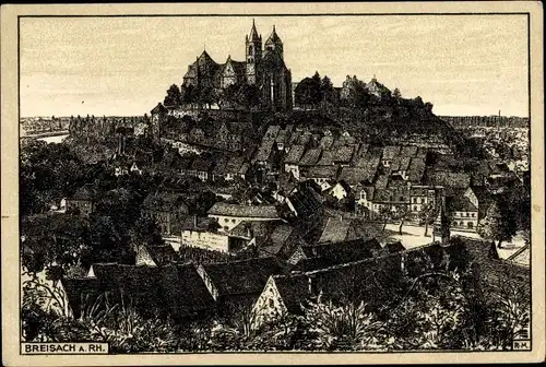 Künstler Ak Breisach am Oberrhein, Ortschaft, Kirche