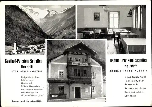 Ak Neustift im Stubaital in Tirol, Gasthof Pension Schaller, Inh. Ribis