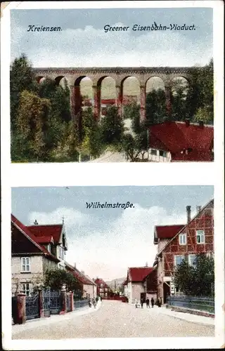 Ak Kreiensen Einbeck, Greener Eisenbahn Viadukt, Wilhelmstraße, Wohnhäuser