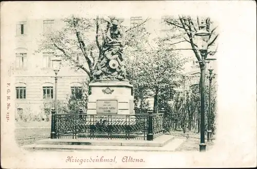 Ak Hamburg Altona, Kriegerdenkmal, Laterne, Gebäudefassade