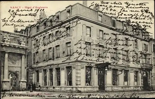 Ak Nancy Lothringen Meurthe et Moselle, Hotel d'Angleterre, Straßenansicht