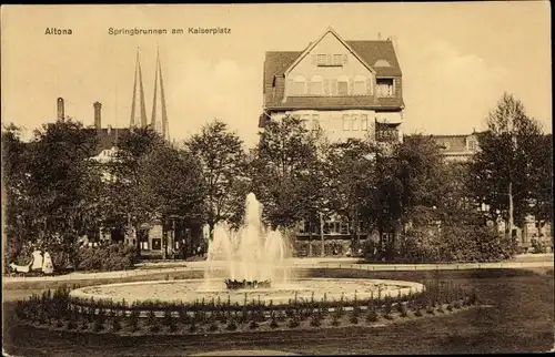 Ak Hamburg Altona, Partie am Kaiserplatz, Springbrunnen