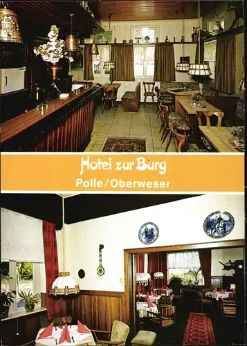 Ak Polle an der Weser in Niedersachsen, R. u. H. Vieler Hotel zur Burg, Bar, Speisesaal