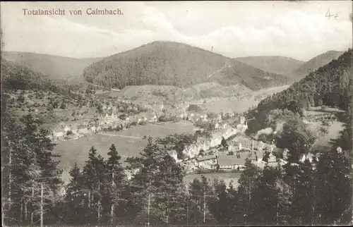 Ak Calmbach Bad Wildbad Baden Württemberg, Totalansicht vom Ort, Berge