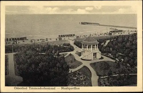 Ak Timmendorfer Strand in Ostholstein, Strandpartie, Musikpavillon