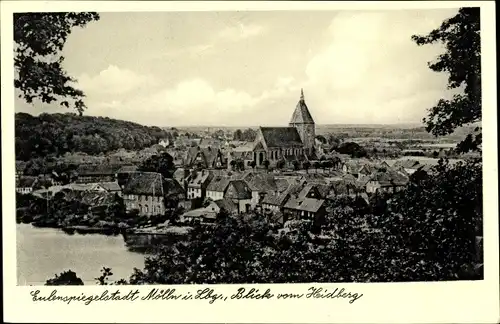 Ak Mölln in Schleswig Holstein, Totalansicht, Blick vom Heidberg