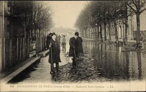 Ak Paris, Les Inondations 1910, Boulevard Saint Germain, Hochwasser, Levy & Fils 108