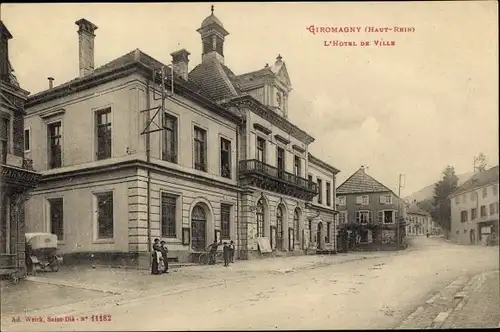 Ak Giromagny Territoire de Belfort, l'Hôtel de Ville, Pharmacie