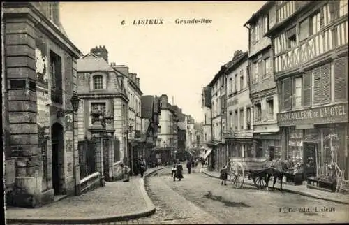 Ak Lisieux Calvados, Grande Rue, Quincaillerie de l'Hotel, Geschäfte, Fuhrwerk