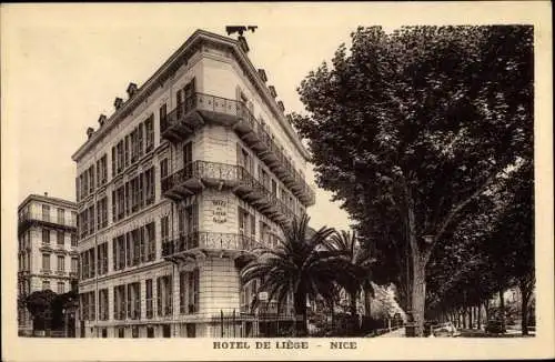 Ak Nice Nizza Alpes Maritimes, Hotel de Liege, Boulevard Victor Hugo