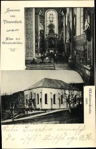 Ak Thierenbach Jungholtz Elsass Haut Rhin, Wallfahrtskirche 1900, Altar des Gnadenbildes