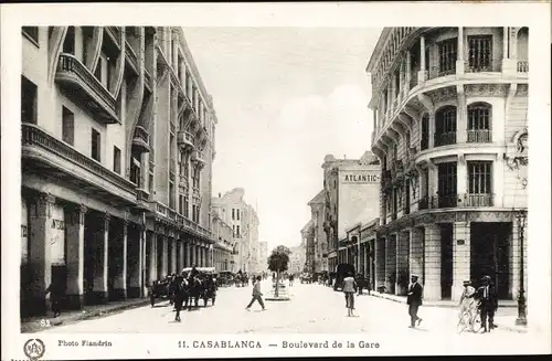 Ak Casablanca Marokko, Boulevard de la Gare, Atlantic, Straßenansicht