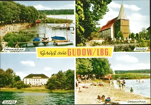 Ak Gudow Lauenburg Schleswig Holstein, Strandbad, Kirche, Schloss