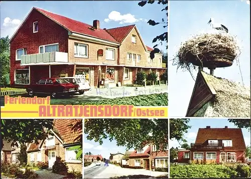 Ak Altratjensdorf Riepsdorf Ostholstein, Feriendorf, Geschäft, Storch im Nest