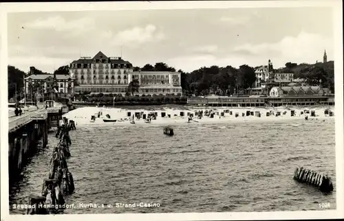 Ak Ostseebad Heringsdorf auf Usedom, Kurhaus und Strandcasino, Seebrücke