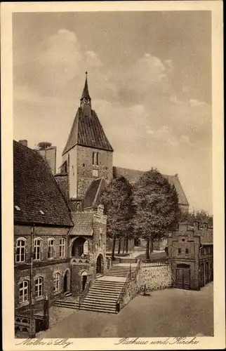 Ak Mölln im Herzogtum Lauenburg, Rathaus und Kirche