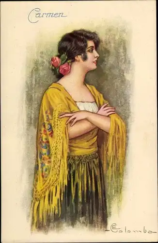 Künstler Ak Colombo, E., Junge Frau, Carmen, Portrait