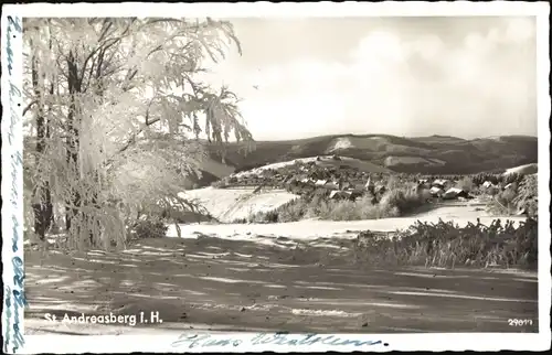 Ak St. Andreasberg Braunlage im Harz, Totalansicht vom Ort, Winter