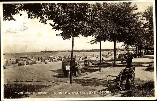 Ak Timmendorfer Strand in Ostholstein, Strandpromenade beim Seeschlösschen