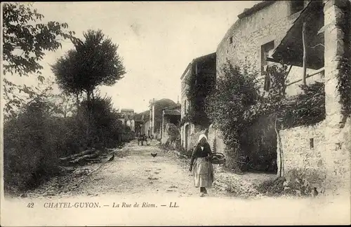 Ak Châtel Guyon Puy de Dôme, La Rue de Riom, Straßenpartie