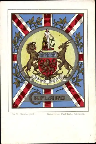 Wappen Ak Capland, Spes Bona, Südafrika, britisches Empire, Spießbock