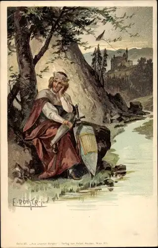 Künstler Litho Döcker, F. jun., Aus unseren Bergen, Österreichischer König mit Schild und Schwert