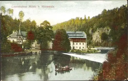 Ak Lauenhain Mittweida in Sachsen, Bootspartie zur Lauenhainer Mühle