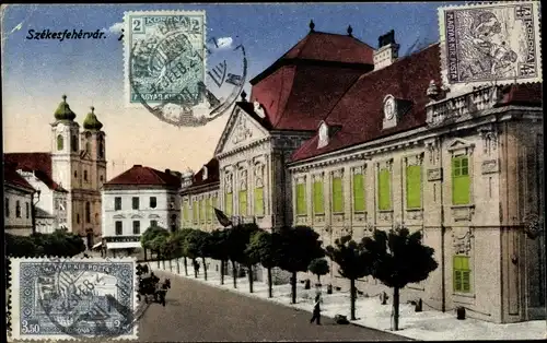 Ak Székesfehérvár Ungarn, Kirche, Gebäude, Straßenansicht