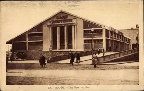 Ak Rouen Seine Maritime, La Gare routière, Bahnhof