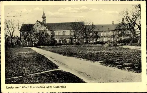 Ak Marienfeld Harsewinkel Westfalen, Kirche u. Abtei, Gesamtansicht, Blick von der Straße