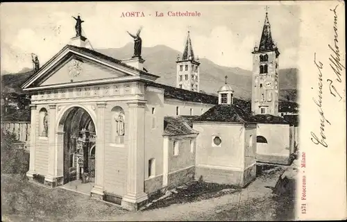 Ak Aosta Valle-D'Aosta, La Cattedrale, veduta generale