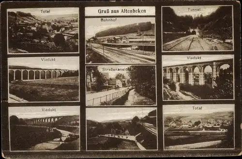 Ak Altenbeken Nordrhein Westfalen, Bahnhof, Viadukt, Tunnel, Totalansicht 