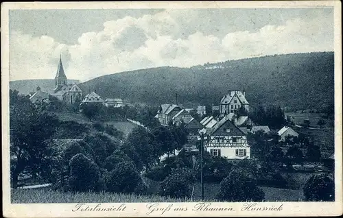 Ak Rhaunen im Hunsrück, Kirche, Totalansicht von Ort