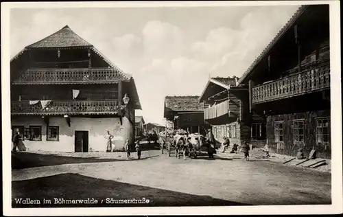 Ak Volary Wallern Südböhmen, Säumerstraße, Fuhrwerk