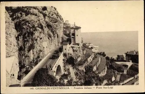 Ak Grimaldi di Ventimiglia Liguria, Frontiera italiana, Ponte San Luigi, italienische Grenze