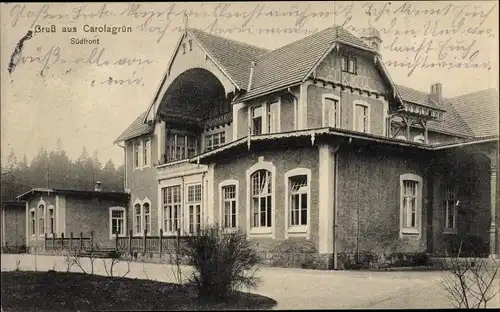 Ak Carolagrün Auerbach im Vogtland, Südfront, Loggia