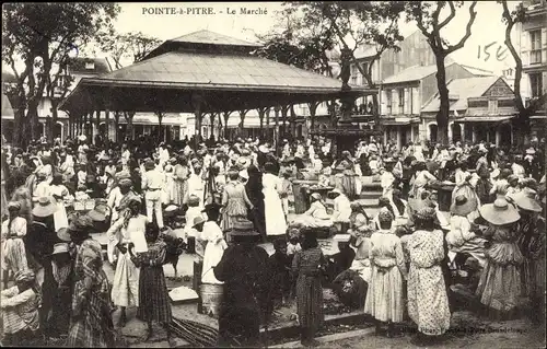 Ak Pointe à Pitre Guadeloupe, Le Marché, Marktplatz