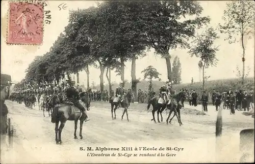 Ak Guer Morbihan, Alphonse XIII à l'Ecole de St. Cyr, l'Escadron, Alfons XIII.