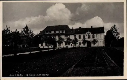 Ak Lohne Oldenburg, Blick zum Sankt Franziskushospital