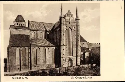 Ak Wismar in Mecklenburg Vorpommern, St. Georgenkirche, Außenansicht
